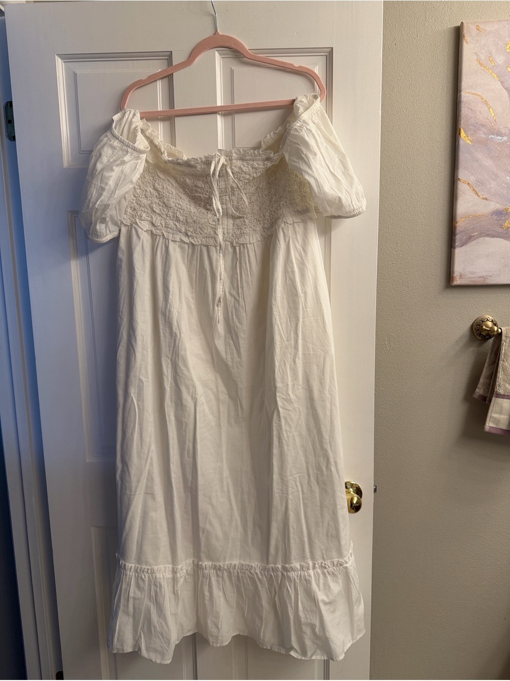 River Island White Smocked Swimwear Cover-Up